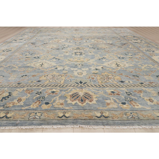 Vintage Indian Oushak Rug, 11'10 X 14'11 For Sale - Image 9 of 10