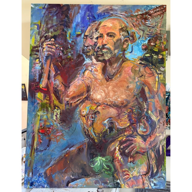 Wood Emperor's New Clothes, Original Oil Painting, Life-Size Art For Sale - Image 7 of 10