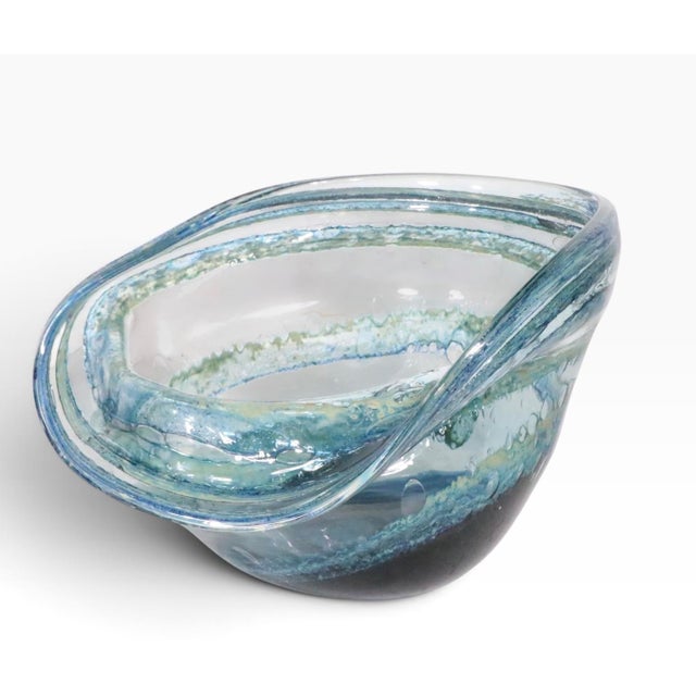 Mid-Century Modern Large Organic Modern Art Glass Bowl by Josh Simpson C 1973 For Sale - Image 3 of 18