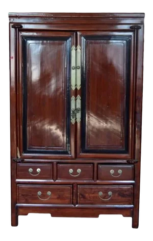Antique Blackwood and Rosewood Lacquered Cabinet From 19th Century China