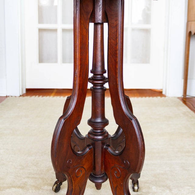 19th C. Victorian East Lake Stone Top Plant Stand or Side Table For Sale - Image 4 of 12