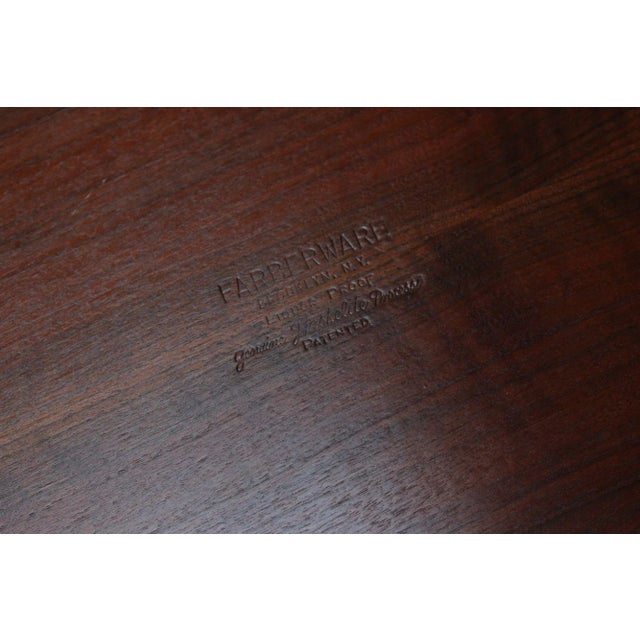 Large Mid-Century Modern Walnut Tray With Bakelite Handles by Faberware For Sale - Image 12 of 13