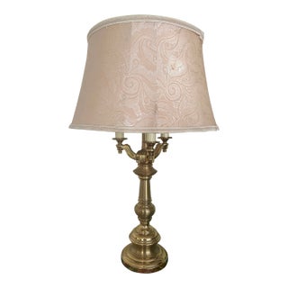 1960s Stiffel 4 Bulb Torchiere Candelabra Lamp With Shade For Sale