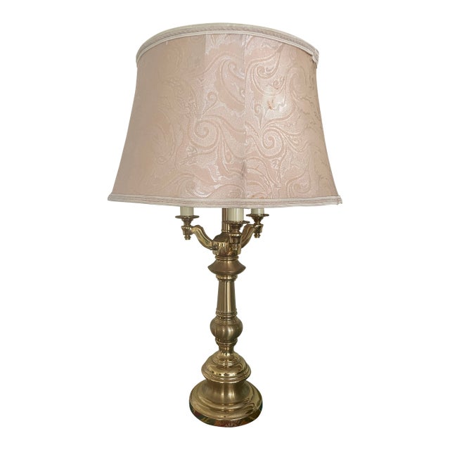 1960s Stiffel 4 Bulb Torchiere Candelabra Lamp With Shade For Sale