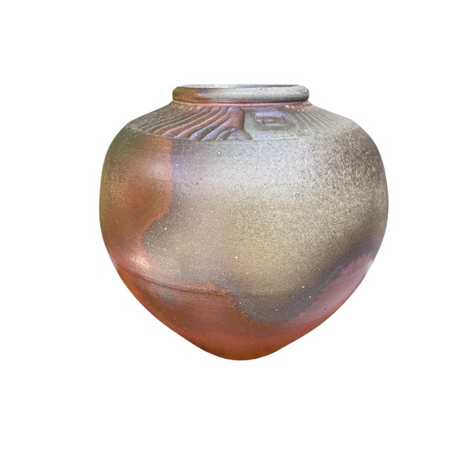 Large Vintage Studio Pottery Raku Fired Ceramic Vessel For Sale - Image 4 of 12