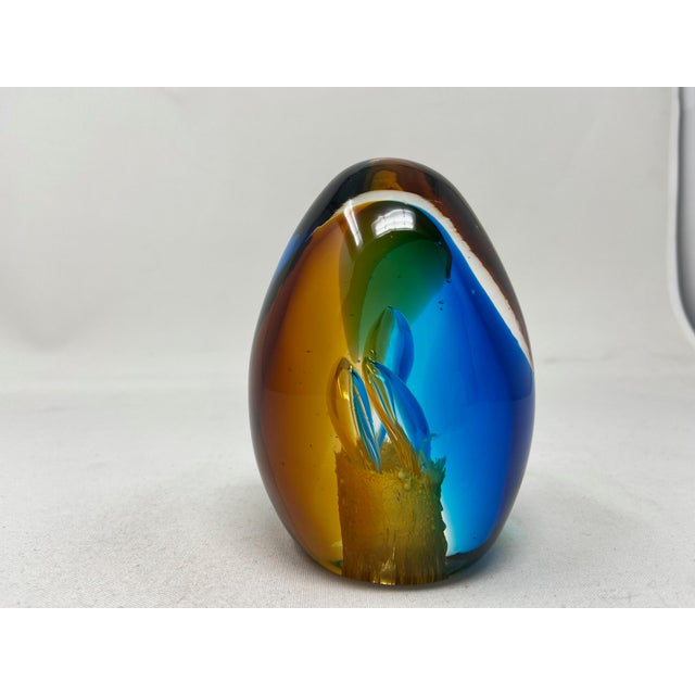 Vintage Studio Glass Egg Shaped Paperweight Chairish