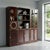 Mahogany veneered nautical-style sideboard by la vecchia mare. Base units with slatted doors, upper units with glass doors...