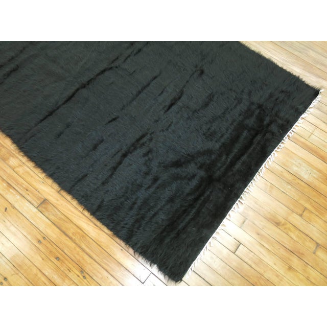 Modern Black Modern Mohair Rug - 4'6" x 6'3" For Sale - Image 3 of 6