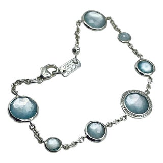 Ippolita Sterling Silver Rock Candy Lollipop 7-Stone Diamond Halo Bracelet – Limpido Doublet For Sale