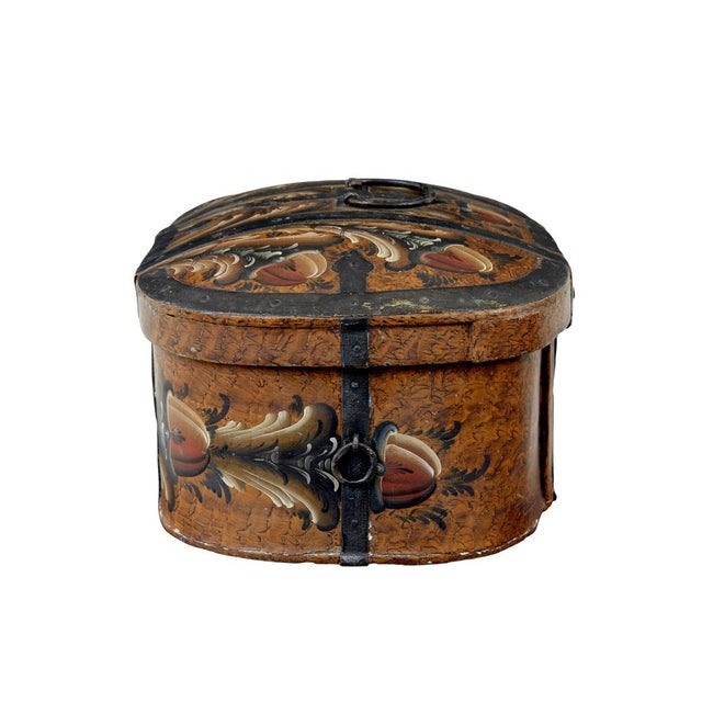 Mid 19th Century Antique Scandinavian Folk Art Hand Painted Box, 1860 For Sale - Image 5 of 7