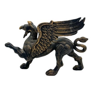 Vintage Design Toscano “The Growling Griffin” Cast Iron Doorstop in Bronze Finish – Gothic / Medieval Revival For Sale
