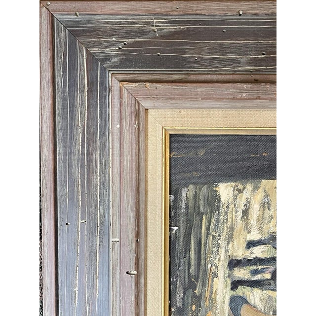 ALBERT PELS Mid Century Modern Oil Painting On Canvas WORMY CHESTNUT FRAME For Sale - Image 11 of 13