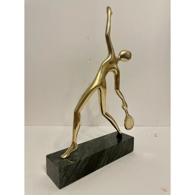 Mid 20th Century Large Solid Brass Tennis Player Sculpture For Sale - Image 9 of 11