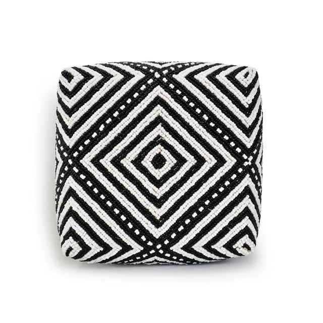 Modern Vintage Black & White Bamboo Beaded Box Medium For Sale - Image 3 of 5
