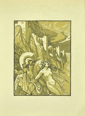 Ferdinand Bac, the Greek Soldier and the Bacchant, Lithograph, 1922