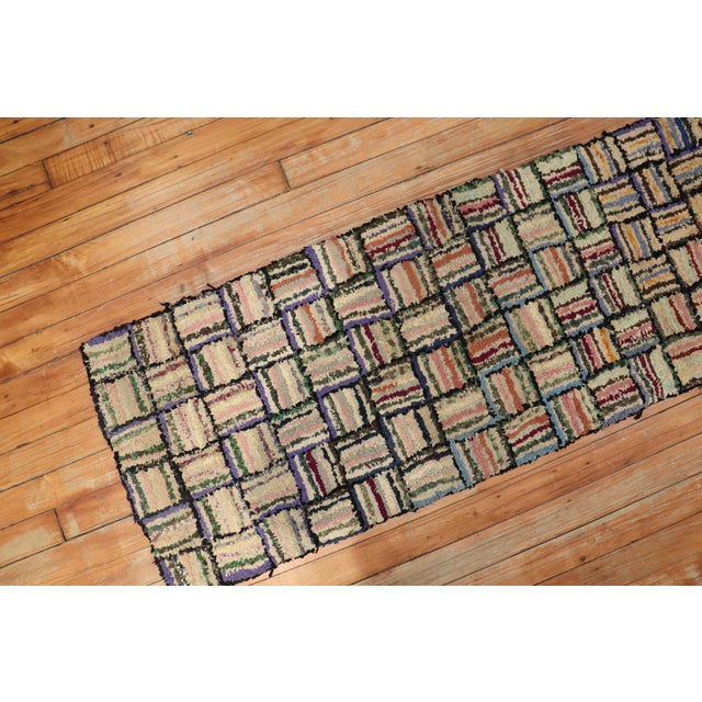 Skinny Vintage American Hooked Runner - 1'6" x 11'7" For Sale - Image 14 of 18
