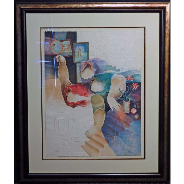 Sunol Alvar "La Nature Humaine" 1986 Lithograph with Embossing, Custom Framed For Sale