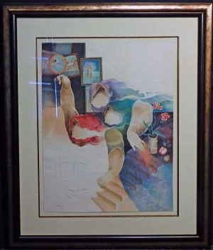 Sunol Alvar "La Nature Humaine" 1986 Lithograph with Embossing, Custom Framed