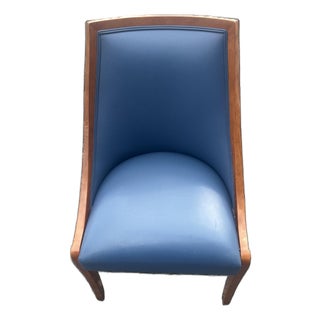 Vintage J. Robert Scott "Roma Series" Blue Upholstered Barrel Back Armchair For Sale
