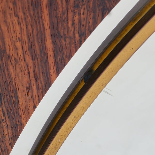 Large Round Italian Rosewood Freestanding Mirror, 1970s For Sale - Image 9 of 9