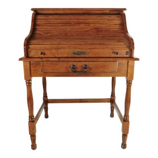 American Lifestyles Roll Top Wood Secretary Desk With Drawer For Sale