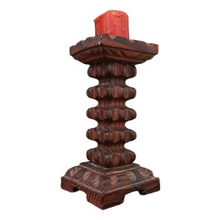 Mid-Century Brutalist Candlestick in Wood, 1950s For Sale