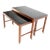 Set Danish Mid Century Modern Walnut Base Black Laminate Nesting Table MINT - Set of 2 For Sale