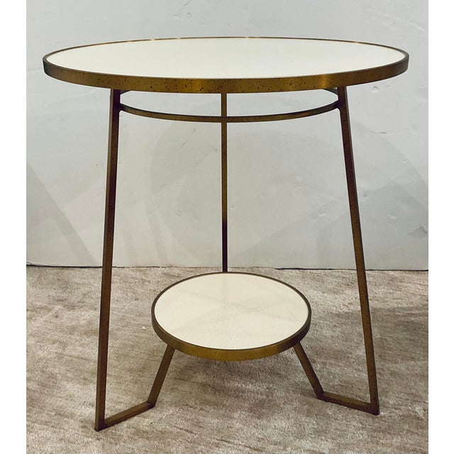 2020s Jonathan Charles Contemporary Gold and Ivory Crackle End Tables Pair For Sale - Image 5 of 7
