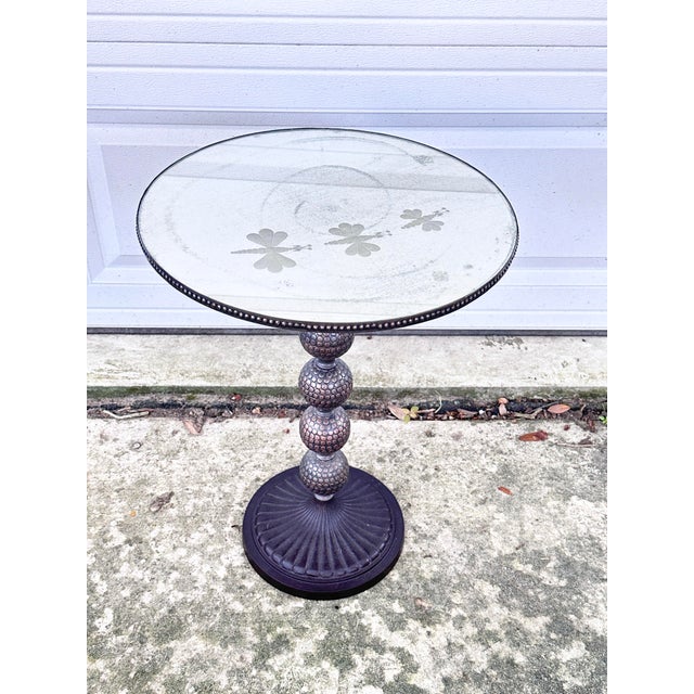 Late 20th Century Vintage Etched Dragonfly Mirrored Top Side Table For Sale - Image 5 of 7