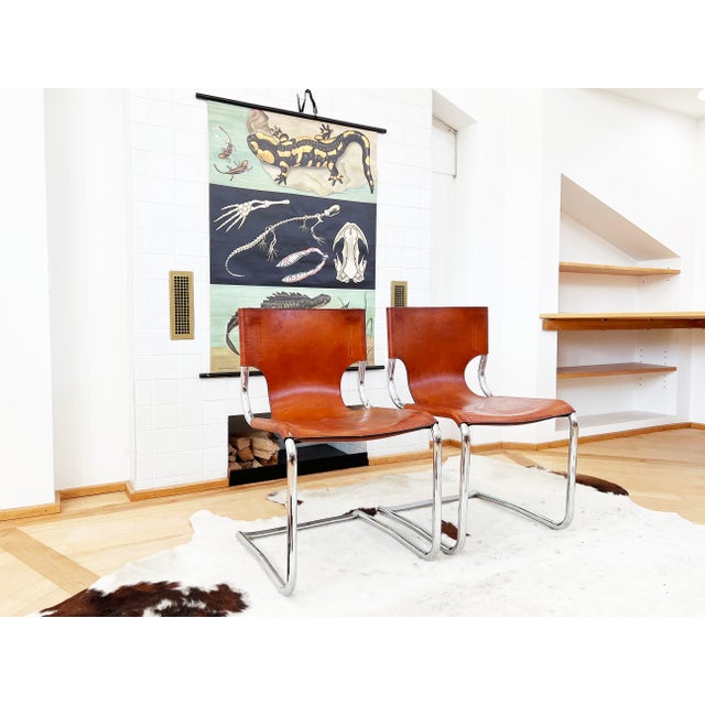 Set 8 Carlo Bartoli T 70 920 Cantilever Chairs Brown Leather - 8 PCS For Sale - Image 11 of 18