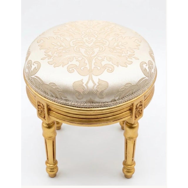 Beautiful Real solid wood real gold leaf footstool width 11”.4 , depth 11”.4 and height 12”.8 inches