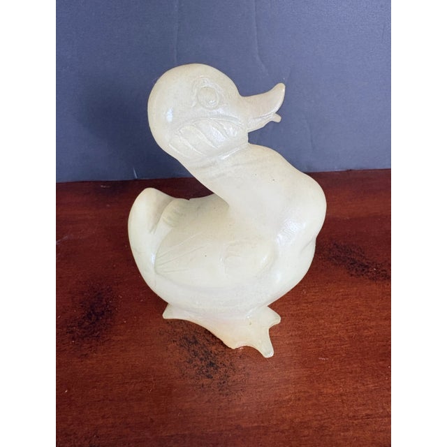 Contemporary Italian Alabaster Sculptural Bird, Hand Carved Stone Duck, Organic Modern Neutral Decor Object For Sale - Image 3 of 10