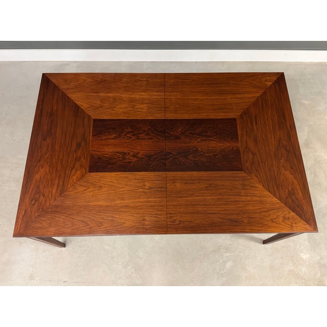 John Stuart 1960s Refinished Walnut and Rosewood Dining Table by John Stuart For Sale - Image 4 of 8
