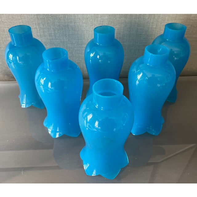 Antique French Opaline Glass Hurricane Shades for Chandelier Candle or Electric Light Wall Sconces - Set of 6 For Sale - Image 16 of 18