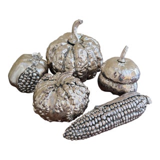 Mid-20th Century Silver Plated Fruit, Set of 5 For Sale