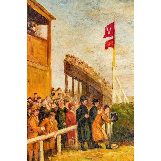 Paint Stately English Antique Gold Framed Horse Racing Oil Painting Equestrian Art Country Home Wall Decor For Sale - Image 7 of 15