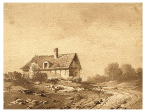 Possibly Amédée Bourgeois, Rural House in France, Early 19th Century, Watercolour