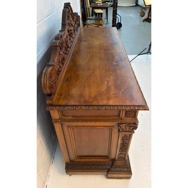 19th Century Antique French Renaissance Revival Carved Oak Buffet For Sale - Image 5 of 13