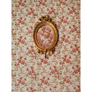 Baroque Brass Frame Hanging on Floral Wallpaper - Archival Giclee Fine Art Print For Sale