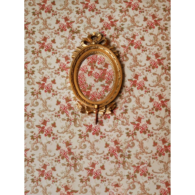 Baroque Brass Frame Hanging on Floral Wallpaper - Archival Giclee Fine Art Print For Sale