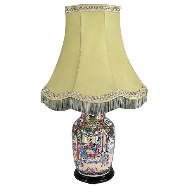 Canton Porcelain Lamp, China, Late 19th Century For Sale