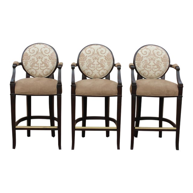 Lewis Mittman Mahogany Bar Stools—Set of 3 For Sale