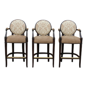 Lewis Mittman Mahogany Bar Stools—Set of 3