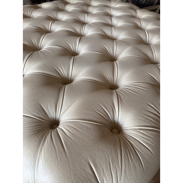 Tufted Leather Ottoman For Sale - Image 10 of 10