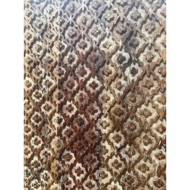 Mid-Century Modern Vintage Hand-Carved Wooden Trellis Panel – Indian Carved Door Repurposed as Headboard 70x36 For Sale - Image 3 of 6