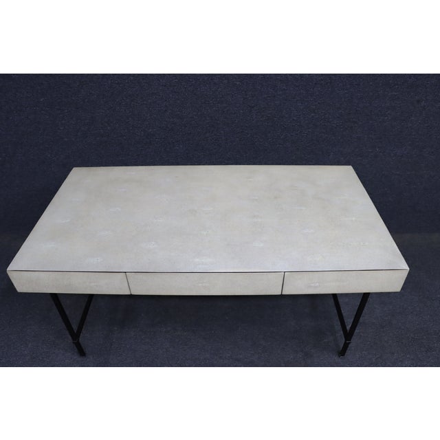 Animal Skin Lillian August for Hickory White Faux Shagreen Writing Desk For Sale - Image 7 of 17