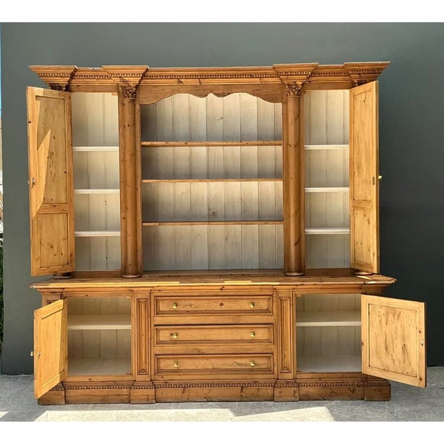 Vintage Monumental Rustic Pine Hutch For Sale - Image 4 of 13