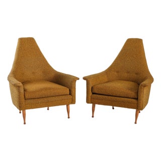 Vintage Pair of Ben Seibel High Back Lounge Chairs 1960s Mid Century Modern For Sale