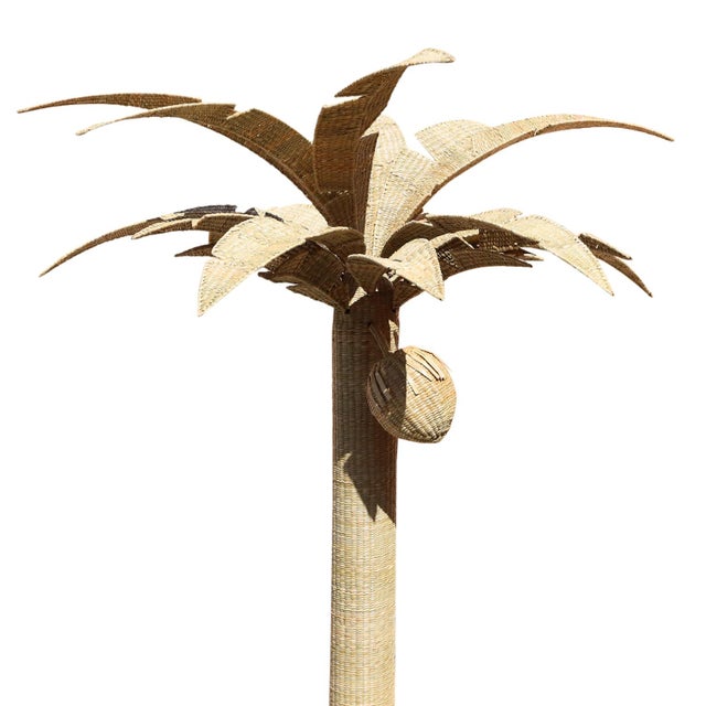 Mid-Century Modern Life Size Wicker Palm Tree Sculpture For Sale - Image 3 of 10