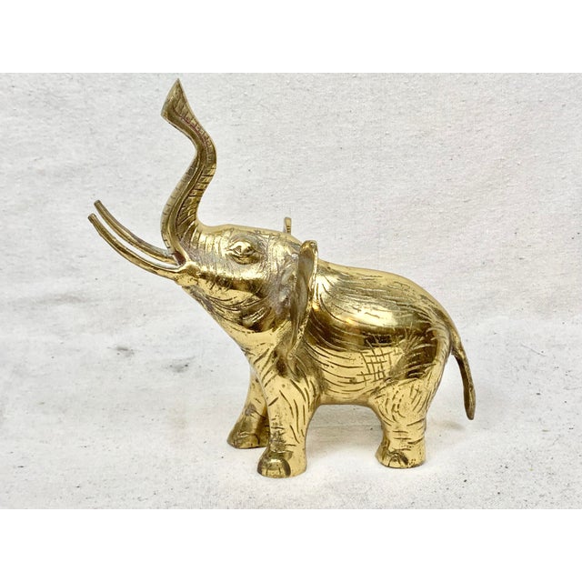 Hollywood Regency Vintage Brass Elephant For Sale - Image 3 of 9